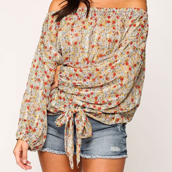 Tops - MaryAnn Floral Tie Off Top